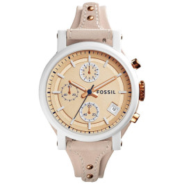 Pulseira de relógio Fossil ES4005 Couro Bege 18mm